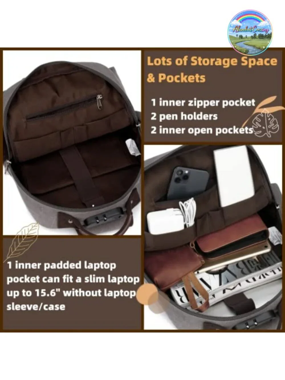 Retro Canvas Messenger Bag with USB Charging, Anti-Theft Lock, 12 Pockets